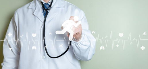 Medicine and sport concept. Cardiovascular exercise improves heart health, sport is health.