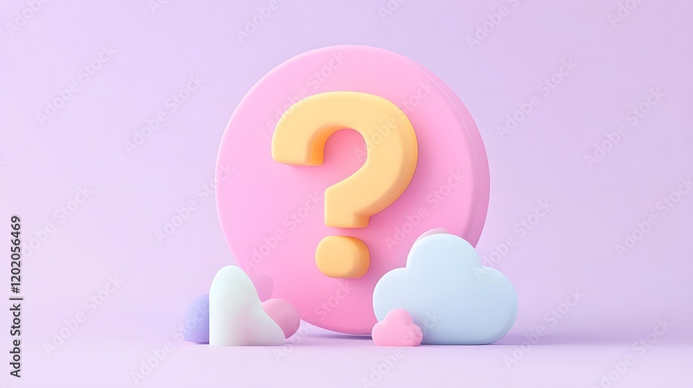 Poster minimal conceptual question mark in speech bubble on gradient lavender background