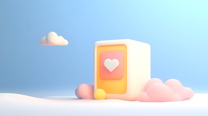 Minimal Simple Cloud Storage Icon with Arrows on Gradient Blue Background