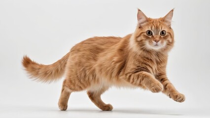 Fototapeta premium Fawn british longhair cat on grey background