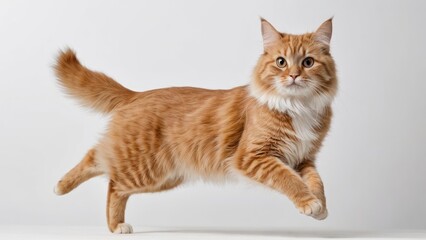 Fawn british longhair cat on grey background