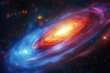 Fototapeta premium Colorful swirling galaxy with glowing nebula and vibrant planets in deep space captured in stunning detail. Generative AI