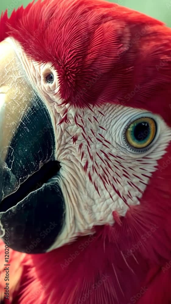 Poster bright red parrot displaying vibrant plumage and unique facial features in a natural setting during 