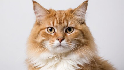 Fototapeta premium Portrait of Fawn british longhair cat on grey background