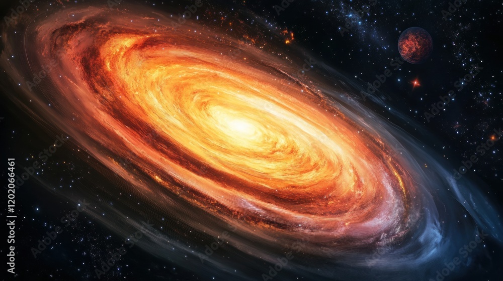 Poster Colorful galaxy filled with swirling nebula and glowing celestial bodies in a vast cosmic space expanse. Generative AI