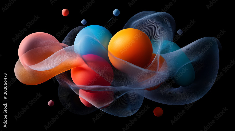 Aufkleber artistic depiction of colorful molecular structures and forms