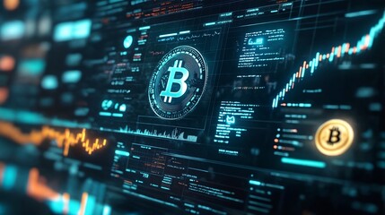 Fototapeta premium A graphic illustrating Bitcoin's market value and price fluctuations.