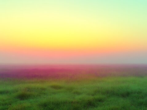 Pastel sunrise over foggy field. - Powered by Adobe