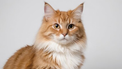 Portrait of Fawn british longhair cat on grey background