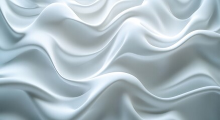 Obraz premium Soft and Elegant White Fabric with Gentle Waves Creating a Serene and Calming Atmosphere for Fashion, Interior Design, or Artistic Backgrounds