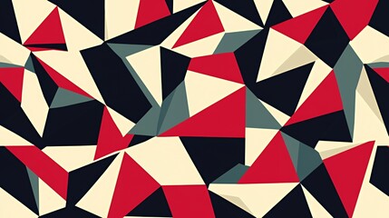 Abstract Geometric Pattern Red Black White Grey Triangles