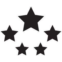 Star icon. Vector yellow isolated five stars. Customer feedback concept. Vector 5 stars rating review. Quality shape design.