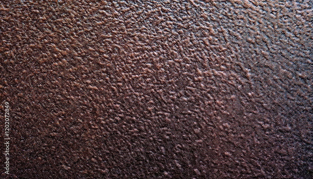 Poster close-up of textured dark brown metallic surface with fine ripples and glossy reflections, ideal for