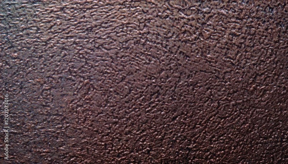 Aufkleber close-up of textured dark brown metallic surface with fine ripples and glossy reflections, ideal for