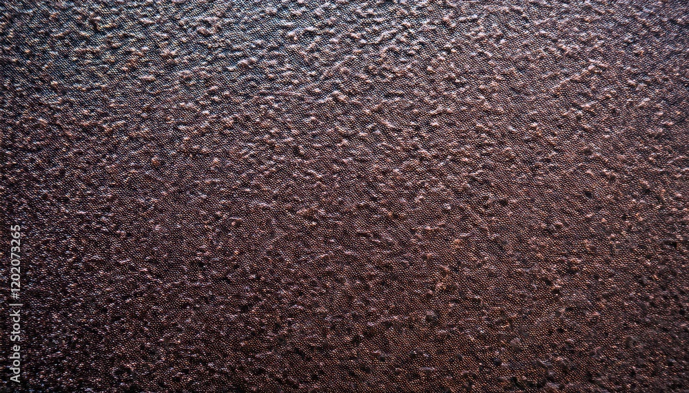 Poster close-up of textured dark brown metallic surface with fine ripples and glossy reflections, ideal for