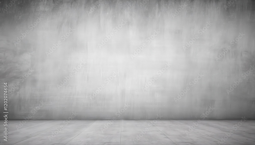 Poster minimalistic gray concrete wall with subtle texture and empty floor for design, product display, or 