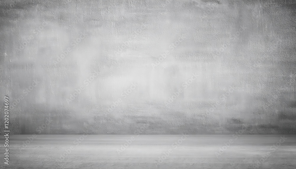 Poster minimalistic gray concrete wall with subtle texture and empty floor for design, product display, or 