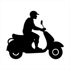 silhouette of a person riding a scooter