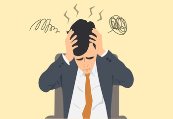 frustrated entrepreneur, Failure or depression, stupidity, stress and anxiety on the concept of failure. holding head in frustration