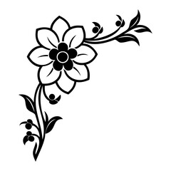 Corner Flower Design Silhouette Vector Illustration isolated on a transparent background