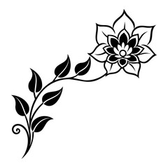 Corner Flower Design Silhouette Vector Illustration isolated on a transparent background