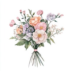 Hyperrealistic Watercolor Illustration of Delicate Flowers for Wedding