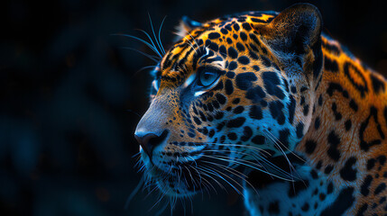 Portrait of a leopard, jaguar, and tiger in the wild, showcasing their fierce and majestic features with spots and fur, representing powerful predators in nature.