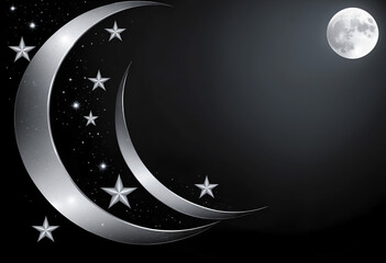 Fototapeta premium fantasy representation, waning moons, stars and full moon on black background