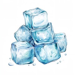 Obraz premium Stack of ice cubes with water droplets on them