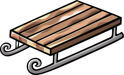 Doodle cartoon funny sled