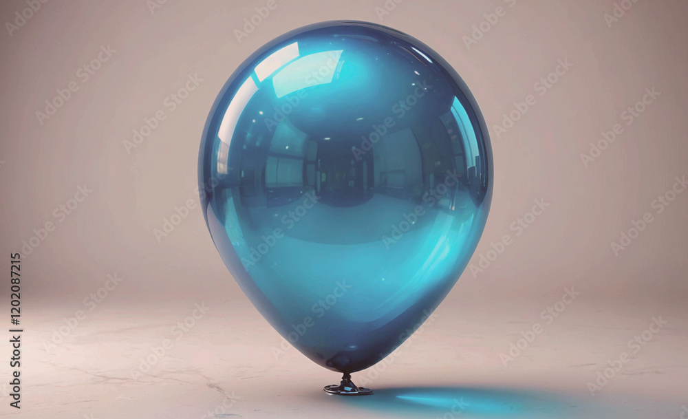 Poster a blue balloon is sitting on a white surface. the balloon is the only object in the image