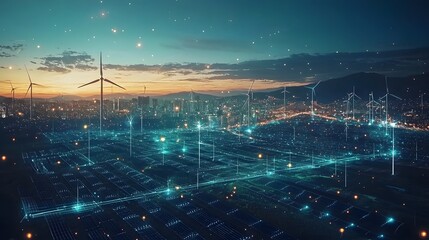 Futuristic satellite network transmitting critical data from an advanced renewable energy station orbiting in the vast expanse of space