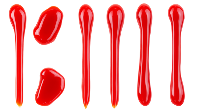 Set of ketchup red parallel lines, isolated on transparent background