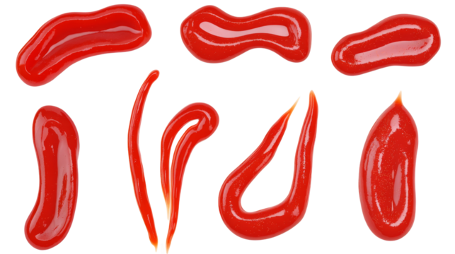 Set of ketchup red parallel lines, isolated on transparent background - Powered by Adobe