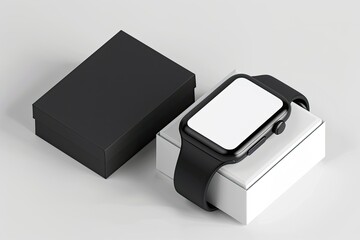 Smart Watch with Box Packaging for Branding and Mock Up 3D Render Illustration