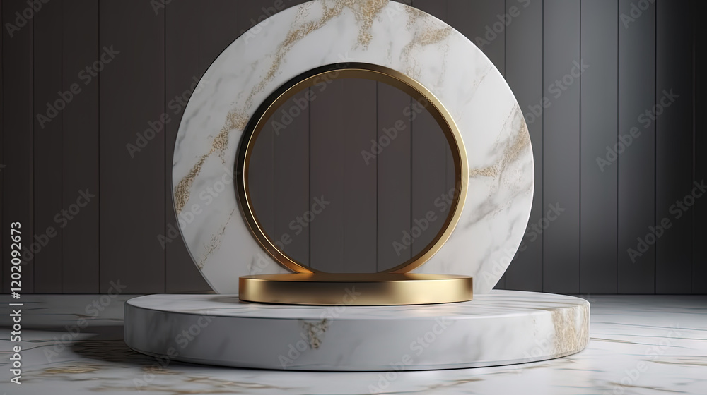 Poster 3d pedestal for a product display. podium scene shot with geometric platform