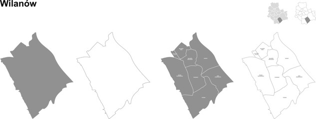 Fototapeta premium wilanów administrative map warsaw SVG