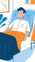 Serene Patient in Hospital Bed: A Colorful Depiction of Healthcare and Patient Wellbeing