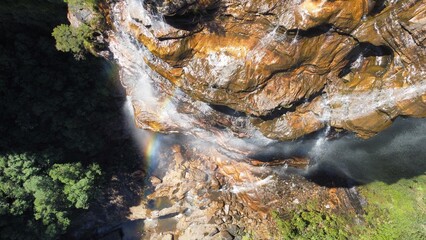 Wentworth Falls - Stunning Aerial Drone Footage of Cascading Waterfall in Blue Mountains, Australia
