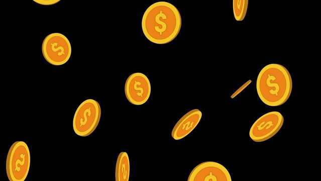 Falling Golden Coins Cartoon Overlay