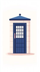 Abstract Architectural Design: Modern Minimalist Building with Blue Door and Geometric Shapes