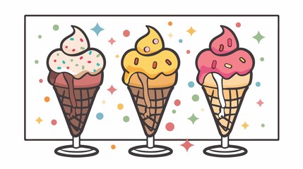 Delicious Ice Cream Transparent Icon Vector Isolated Flat Vector