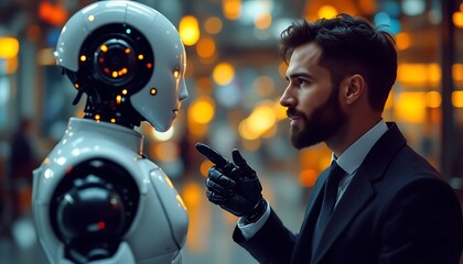 Humanoid Robot and Businessman: A Dramatic Technological Encounter