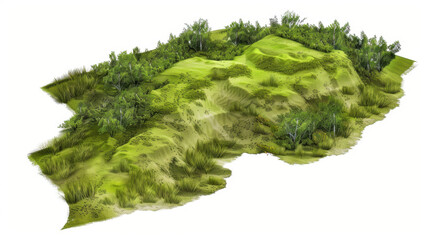 green grassland background isolated on white