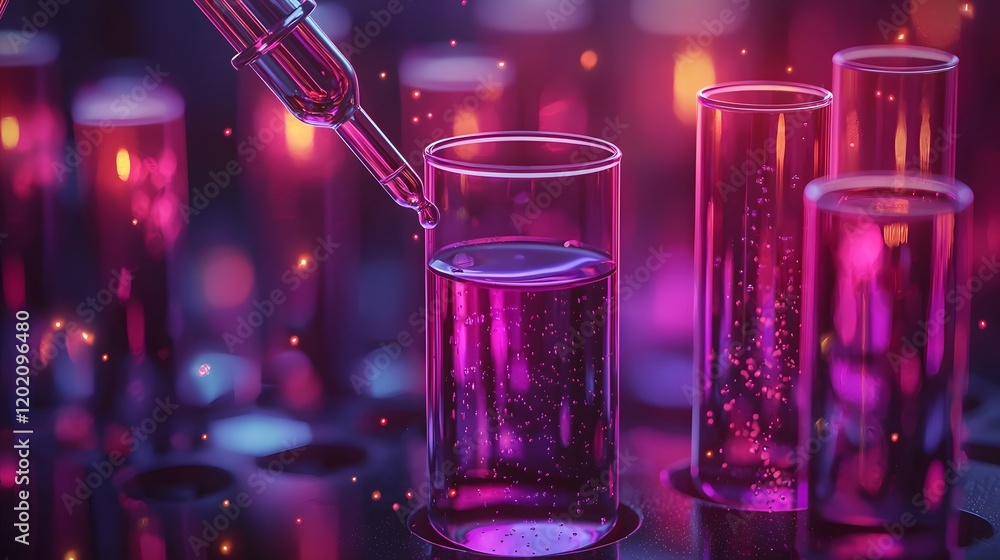 Poster a minimalist and futuristic visual representation of a scientific experiment with a pipette deliveri