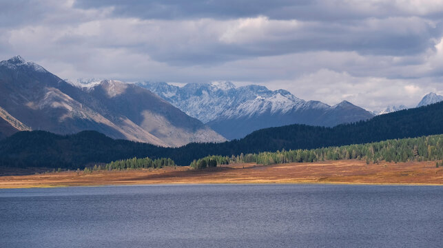 Lake Yazevoe or Karakol in Katon - Karagai park Altai mountain autumn in Kazakhstan