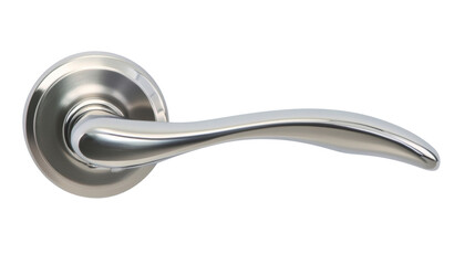Silver door handle, isolated on transparent background