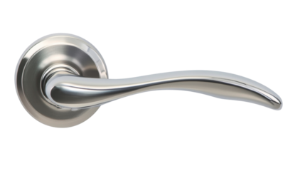 Silver door handle, isolated on transparent background