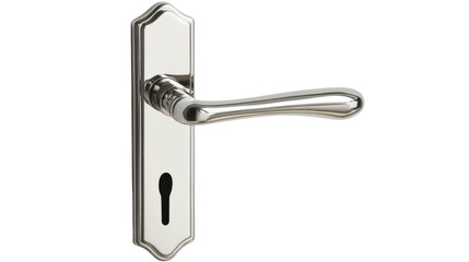 Silver door handle, isolated on transparent background