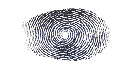 Black ink fingerprint print, isolated on transparent background
